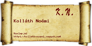 Kolláth Noémi névjegykártya